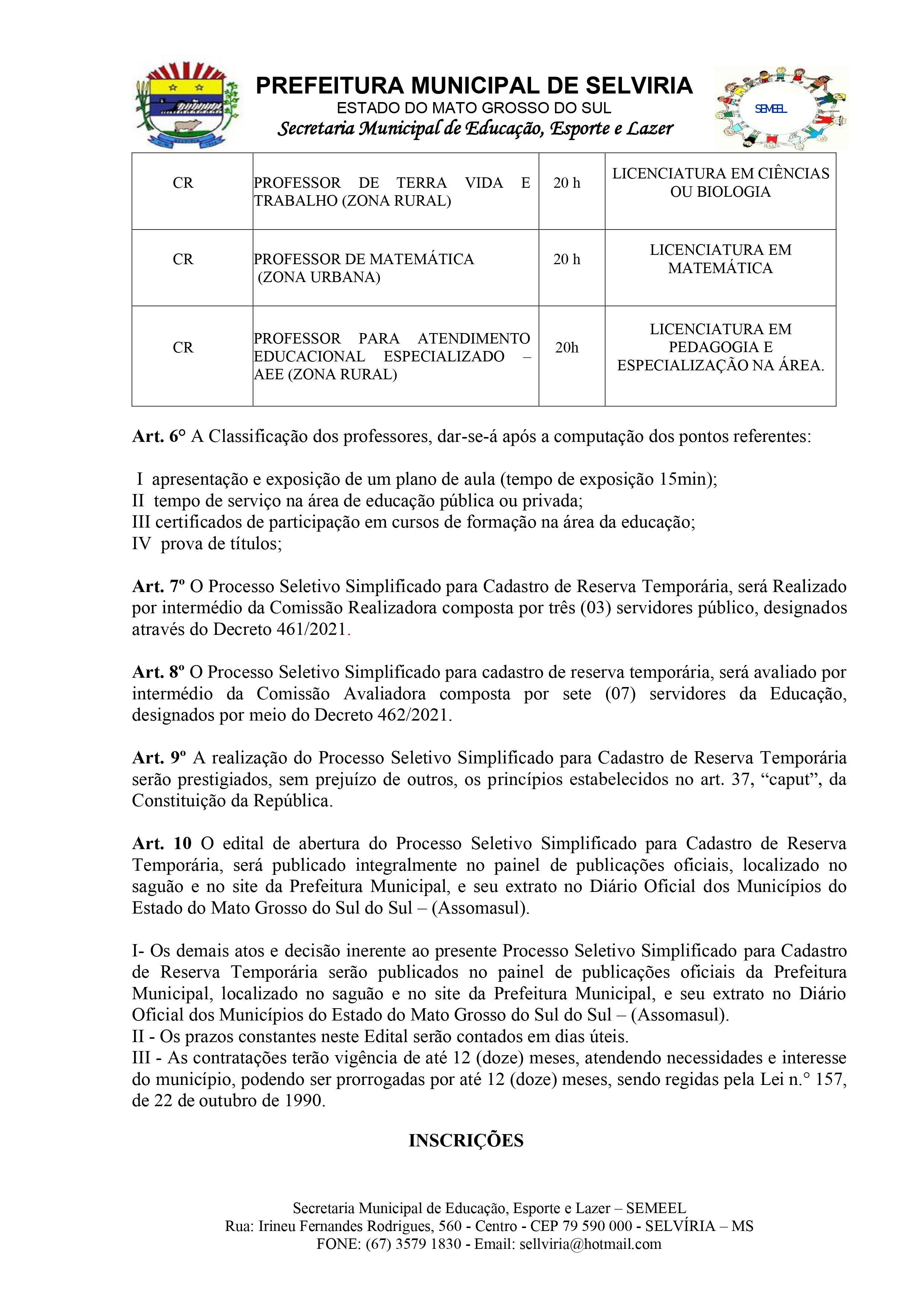 Pms Edital Nº 002 2021 Processo Seletivo Simplificado Para Cadastro